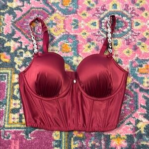 Victoria's Secret Red Satin Corset Bra